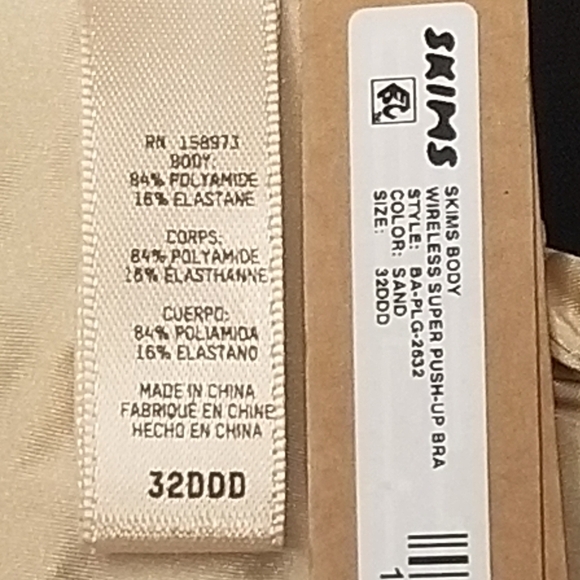 Skims Wireless Form Body Pushup BRA  Sand Size 32DDD NWT - Picture 3 of 3